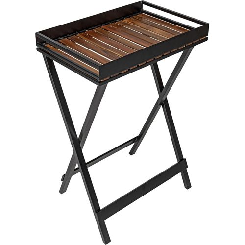 4008838377888 - Tablett WENKO Beistelltisch Modell Taba schwarz (schwarz natur) B60cm H89cm T42cm Akazienholz Metall Tabletts klappbar abnehmbares Akazienholz-Tablett überdacht outdoorgeeignet 4008838377888 - Tablett WENKO Beistelltisch Modell Taba schwarz (schwarz natur) B60cm H89cm T42cm Akazienholz Metall Tabletts klappbar abnehmbares Akazienholz-Tablett überdacht outdoorgeeignet