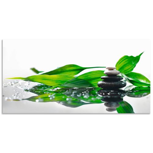 4059745920223 - Wandbild ARTLAND Spa mit Steinen und Bambus Bilder Gr B H 100 cm x 50 cm Alu-Dibond-Druck Zen Querformat 1 St grün Bild Poster Bilder als Alubild Leinwandbild Wandaufkleber oder in versch Größen