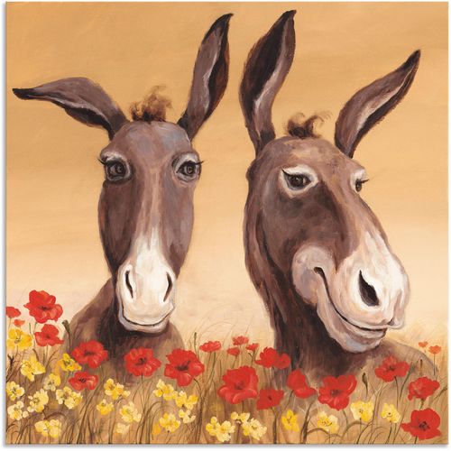 4057738396789 - Wandbild ARTLAND Esel Bilder Gr B H 100 cm x 100 cm Alu-Dibond-Druck Haustiere 1 St beige (naturfarben) Bild Metallbild Metallbilder Bilder als Alubild Leinwandbild Wandaufkleber oder Poster in versch Größen