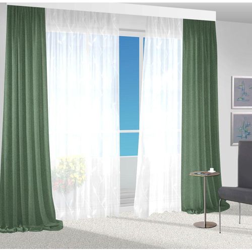 4032107278590 - Vorhang VHG Una Gardinen Gr 130 cm Kräuselband 140 cm grün Kräuselband Gardine