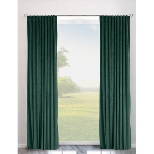 6973124814737 - Vorhang MY HOME Velvet uni Gardinen Gr 225 cm Multifunktionsband 140 cm grün (dunkelgrün) Badezimmergardinen Samt 2-er Set Vorhang edel einfarbig