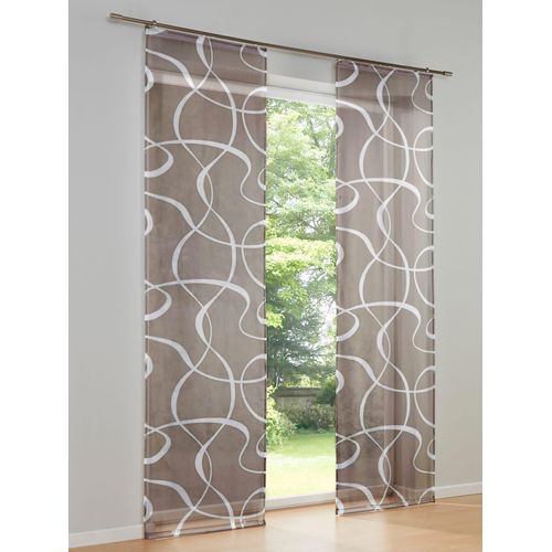 6943755939550 - Schiebegardine HEINE HOME Gardinen Gr 245 cm Klettschiene 60 cm grau (taupe weiß) Schiebegardinen halbtransparent