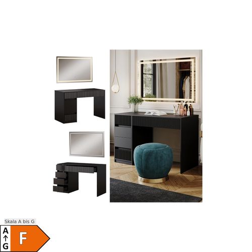 4066731397280 - Schminktisch Omira Schwarz 120 cm mit LED-Spiegel