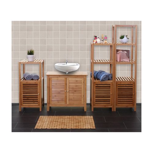 4057651200101 - Badezimmerset MCW-B18 Komplett Badezimmer Badmöbel Badset Badschrank mit Tür Bambus 4057651200101 - Badezimmerset MCW-B18 Komplett Badezimmer Badmöbel Badset Badschrank mit Tür Bambus