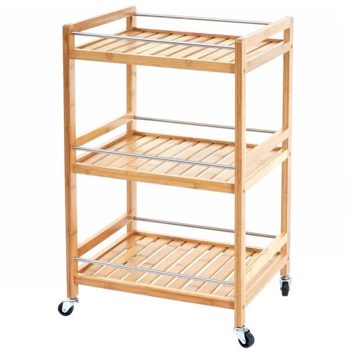 4057651292175 - Rollwagen MCW-D91 Rollregal Allzweckwagen Bücherregal 3 Ebenen Bambus 76x46x38cm 4057651292175 - Rollwagen MCW-D91 Rollregal Allzweckwagen Bücherregal 3 Ebenen Bambus 76x46x38cm