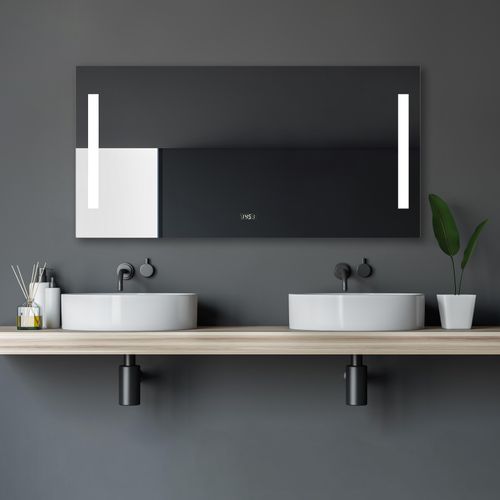 4250312104316 - Star Badspiegel 120 x 60 cm - Badezimmerspiegel mit led Beleuchtung in neutralwei� � Digitaluhr mit Memory-Funktion - An-Aus Taster am Rahmen - Talos