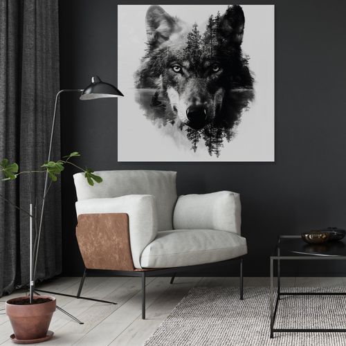 4067437119879 - Acrylglasbild QUEENCE Wolfsgesicht schwarz-weiß (farbe bild(er) schwarz weiß) B50cm H50cm T04cm Acrylglas Bilder Fine Art-Print in Galeriequalität