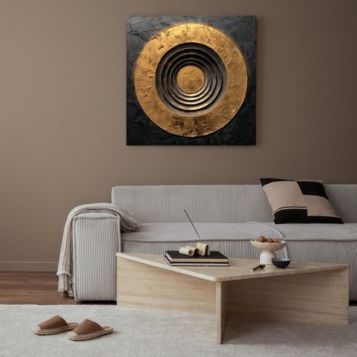 4067437119992 - Kunstdruck QUEENCE Goldener Kreis gold (farbe bild(er) gold) B60cm H60cm T15cm Canvas Holz Bilder Premium-Leinwandstoff Handarbeit aus Deutschland