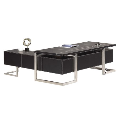 4260180272710 - Chef Schreibtisch Venedig rechts schwarz Bürömöbel Winkelschreibtisch Edelstahl Hochwertig 4260180272710 - Chef Schreibtisch Venedig rechts schwarz Bürömöbel Winkelschreibtisch Edelstahl Hochwertig