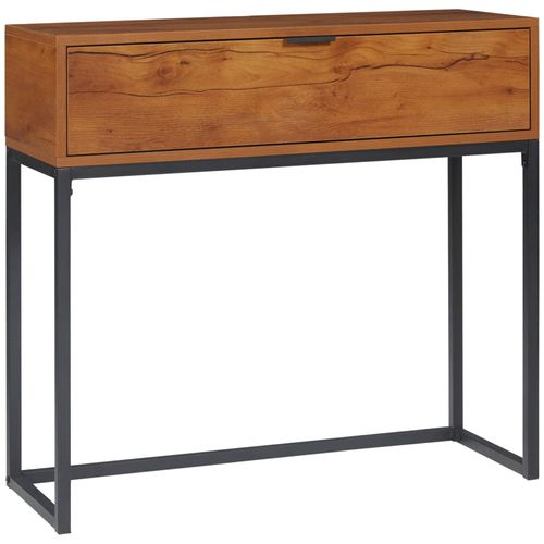 4255633521767 - Homcom - Konsolentisch mit Stauraum Sofatisch Flurtisch im Industriedesign Beistelltisch für Eingang Wohnzimmer Flur Stahl Natur 80 x 30 x 76