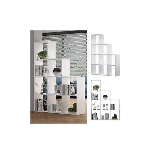 4066731273546 - Livinity Treppenregal Aramis 9 Fächer Weiß 1035 x 144 cm Standregal weiß mit 9 Fächer 4066731273546 - Livinity Treppenregal Aramis 9 Fächer Weiß 1035 x 144 cm Standregal weiß mit 9 Fächer
