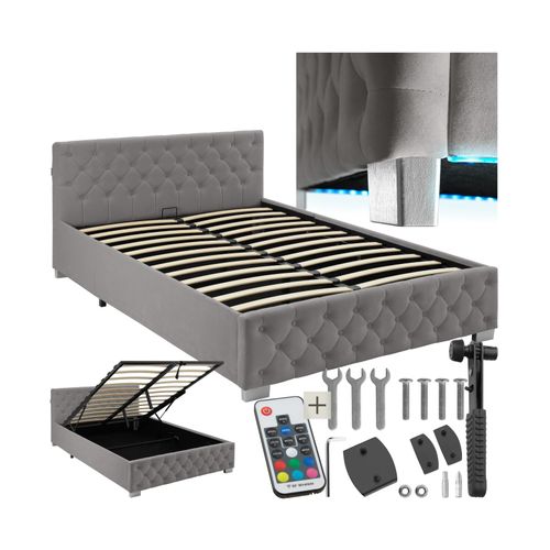 4061173277251 - tectake® Polsterbett in Samtoptik mit Steppmuster inklusive hochklappbarem Lattenrost großer Stauraum 4061173277251 - tectake® Polsterbett in Samtoptik mit Steppmuster inklusive hochklappbarem Lattenrost großer Stauraum