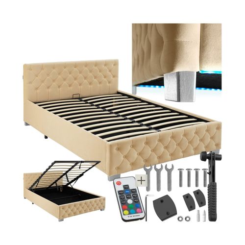4061173277299 - tectake® Polsterbett in Samtoptik mit Steppmuster inklusive hochklappbarem Lattenrost großer Stauraum 4061173277299 - tectake® Polsterbett in Samtoptik mit Steppmuster inklusive hochklappbarem Lattenrost großer Stauraum