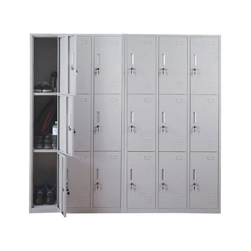 4057651166025 - Schließfach Preston T829 Schließfachschrank Wertfachschrank Spind Metall 9 Fächer grau