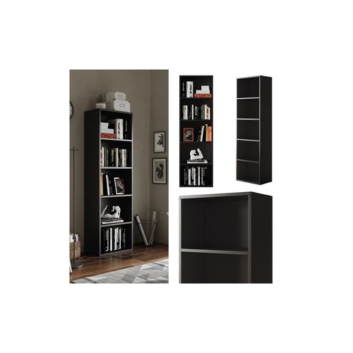 4066731445103 - Bücherregal Bob Schwarz 40 x 132 cm mit 5 Fächern Vicco 4066731445103 - Bücherregal Bob Schwarz 40 x 132 cm mit 5 Fächern Vicco