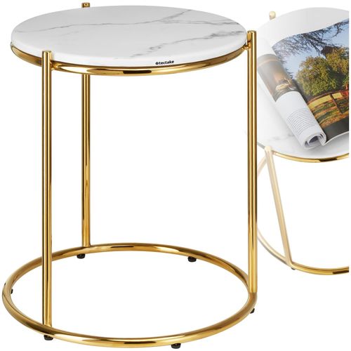 4061173273338 - tectake® Beistelltisch hochwertige Marmorplatte kein Aufbau 43 x 43 x 505 cm