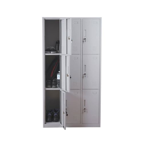 4057651166162 - Schließfach Preston T829 Schließfachschrank Wertfachschrank Spind Metall 9 Fächer grau