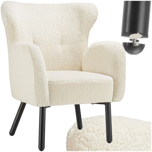 4061173271334 - tectake® Sessel dick gepolstert mit Bouclé-Bezug runde pulverbeschichtete Stahlbeine 72 x 71 x 92 cm