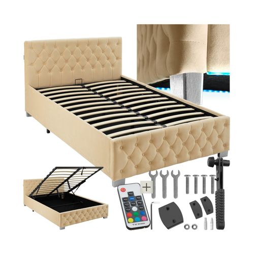 4061173277213 - tectake® Polsterbett in Samtoptik mit Steppmuster inklusive hochklappbarem Lattenrost großer Stauraum 4061173277213 - tectake® Polsterbett in Samtoptik mit Steppmuster inklusive hochklappbarem Lattenrost großer Stauraum