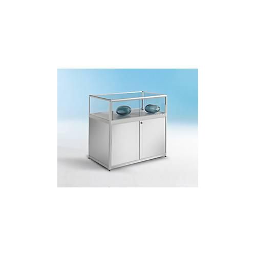 4260222865719 - Tischvitrine BST Brandschutzklasse B1 1 Fach und 1 Staufach abschließbare Schiebetüren B 480 x T 600 x H 1020 mm Aluminium Glas Metall silber 4260222865719 - Tischvitrine BST Brandschutzklasse B1 1 Fach und 1 Staufach abschließbare Schiebetüren B 480 x T 600 x H 1020 mm Aluminium Glas Metall silber