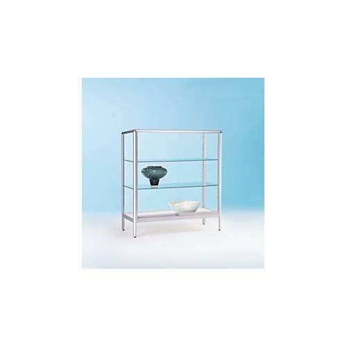 4260222862497 - Standvitrine BST halbhoch Brandschutzklasse B1 3 Fächer abschließbare Schiebetüren B 580 x T 500 x H 1020 mm Aluminium Glas silber 4260222862497 - Standvitrine BST halbhoch Brandschutzklasse B1 3 Fächer abschließbare Schiebetüren B 580 x T 500 x H 1020 mm Aluminium Glas silber