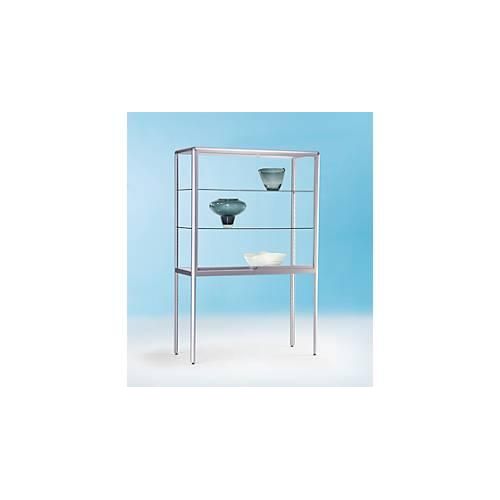 4260222862442 - Standvitrine BST hohe Beine Brandschutzklasse B1 3 Fächer abschließbare Schiebetüren B 730 x T 500 x H 1950 mm Aluminium Glas silber 4260222862442 - Standvitrine BST hohe Beine Brandschutzklasse B1 3 Fächer abschließbare Schiebetüren B 730 x T 500 x H 1950 mm Aluminium Glas silber