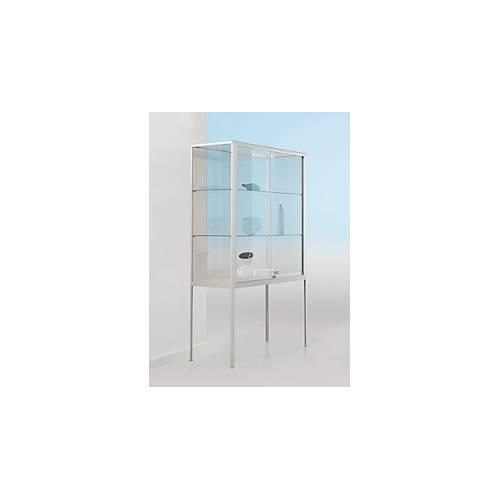 4260222862428 - Standvitrine BST hohe Beine Brandschutzklasse B1 3 Fächer abschließbare Schiebetüren B 480 x T 500 x H 1950 mm Aluminium Glas silber 4260222862428 - Standvitrine BST hohe Beine Brandschutzklasse B1 3 Fächer abschließbare Schiebetüren B 480 x T 500 x H 1950 mm Aluminium Glas silber