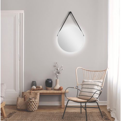 4250312114520 - - White Light Spiegel rund � 50 cm � runder Wandspiegel in matt wei� - Wandspiegel mit led - Badspiegel rund mit hochwertigen Aluminiumrahmen