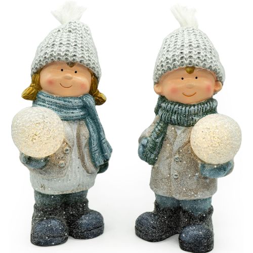 4031456246274 - Dekolicht Winterkinder aus Keramik im 2er Set mit Beleuchtung Höhe ca 26 cm grau (grau silberfarben) B125cm H26cm L10cm Lampen Weihnachtsdeko Batteriebetrieben Dekofigur mit LED Ball 4031456246274 - Dekolicht Winterkinder aus Keramik im 2er Set mit Beleuchtung Höhe ca 26 cm grau (grau silberfarben) B125cm H26cm L10cm Lampen Weihnachtsdeko Batteriebetrieben Dekofigur mit LED Ball