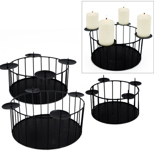 4031456622962 - Kerzenhalter Stumpenkerzenhalter aus Metall schwarz H13cm Ø30cm Metall Kerzenhalter für je 4 Kerzen Adventsleuchter 4031456622962 - Kerzenhalter Stumpenkerzenhalter aus Metall schwarz H13cm Ø30cm Metall Kerzenhalter für je 4 Kerzen Adventsleuchter