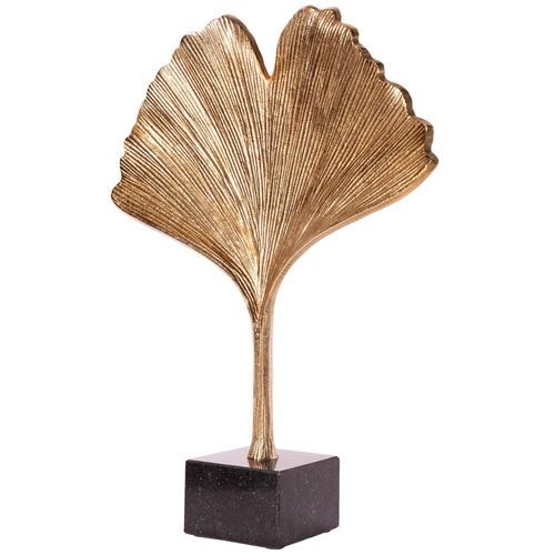 4251561901107 - riess-ambiente Skulptur GINKGO LEAF - 44cm gold handmade Metall mit Marmorsockel 4251561901107 - riess-ambiente Skulptur GINKGO LEAF - 44cm gold handmade Metall mit Marmorsockel