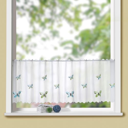 4005385826197 - Scheibengardine WECKBRODT Mayleen Gardinen Gr 45 cm Durchzuglöcher 150 cm weiß Scheibengardinen transparent Gardine