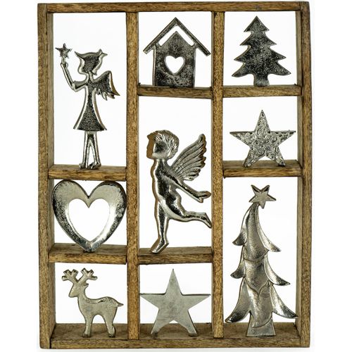 4031456273973 - Weihnachtsfigur Setzkasten aus Holz und Metall Wanddekoration silber (natur silberfarben) B305cm H40cm T55cm Holz Metall Dekofiguren Dekoobjekt Weihnachtsdeko Höhe ca 40 cm 4031456273973 - Weihnachtsfigur Setzkasten aus Holz und Metall Wanddekoration silber (natur silberfarben) B305cm H40cm T55cm Holz Metall Dekofiguren Dekoobjekt Weihnachtsdeko Höhe ca 40 cm