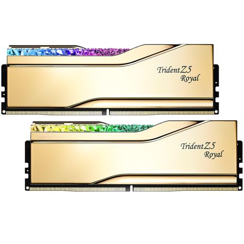 4713294238429 - Trident Z5 Royal DDR5-6000 - 64GB - CL28 - Dual Channel (2 pcs) - Intel XMP - Gold mit RGB 4713294238429 - Trident Z5 Royal DDR5-6000 - 64GB - CL28 - Dual Channel (2 pcs) - Intel XMP - Gold mit RGB