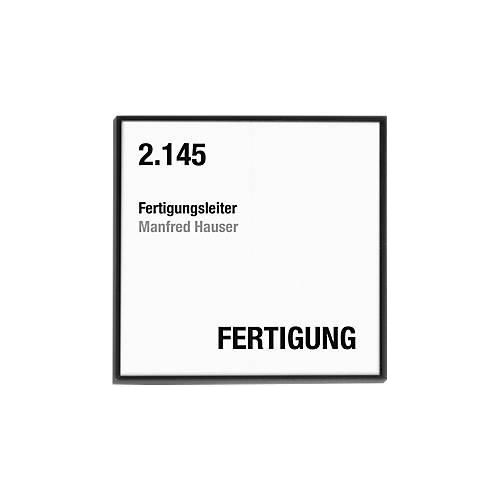 4060081702763 - moedel Türschild Madrid Aluminiumrahmen individuell beschriftbar Polyester-Abdeckung Klebemontage B 150 x H 150 mm schwarz