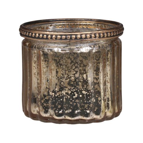 5712750257362 - Chic Antique Teelichthalter mit Perlenverzierung H75 Ø85 cm champagner