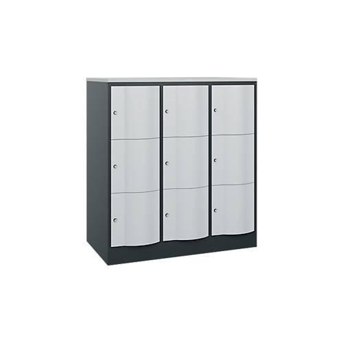 4066681282384 - Schließfachschrank Resisto 3 Abteile 9 Fächer B 1148 x T 640 x H 1255 mm Lichtgrau Anthrazitgrau 4066681282384 - Schließfachschrank Resisto 3 Abteile 9 Fächer B 1148 x T 640 x H 1255 mm Lichtgrau Anthrazitgrau