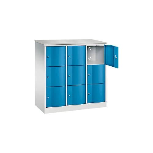 4064615392475 - Schließfachschrank Resisto 3 Abteile 9 Fächer B 1148 x T 540 x H 1255 mm Lichtgrau Clowngrün 4064615392475 - Schließfachschrank Resisto 3 Abteile 9 Fächer B 1148 x T 540 x H 1255 mm Lichtgrau Clowngrün