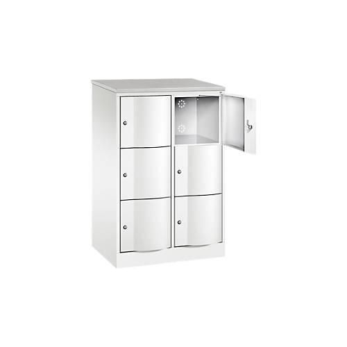 4064615391096 - Schließfachschrank Resisto 2 Abteile 6 Fächer B 772 x T 540 x H 1255 mm Verkehrsweiß Verkehrsweiß