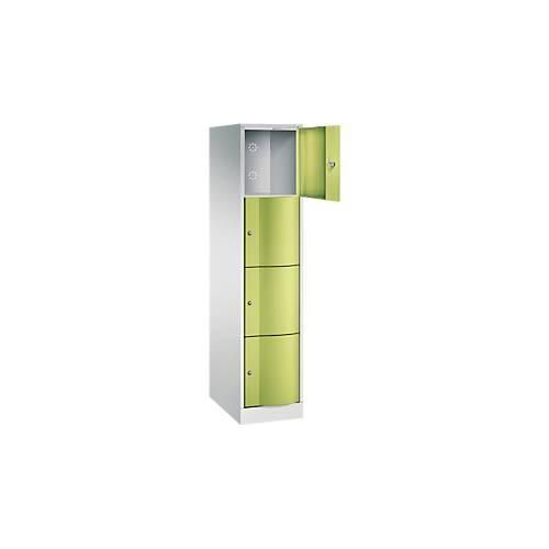 4055404549538 - C+P XL-Schließfachschrank Resisto H1950xB396xT640 Korpus Lichtgrau Türen Lichtgrau 1 Abteil 4 Fächer