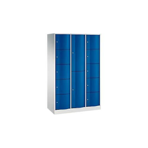 4065714509818 - Kombi-Schließfachschrank Resisto 3 Abteile 12 Fächer B 1148 x T 540 x H 1950 mm Lichtgrau Enzianblau 4065714509818 - Kombi-Schließfachschrank Resisto 3 Abteile 12 Fächer B 1148 x T 540 x H 1950 mm Lichtgrau Enzianblau