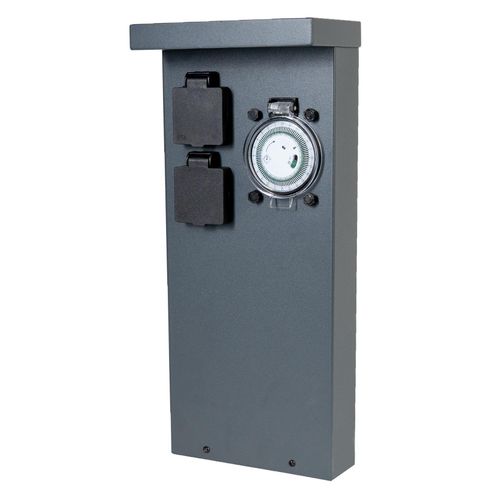 4260649283240 - Grafner® Edelstahl Steckdosensäule mit Timer 2 Außensteckdosen Anthrazit Gartensteckdose 4260649283240 - Grafner® Edelstahl Steckdosensäule mit Timer 2 Außensteckdosen Anthrazit Gartensteckdose