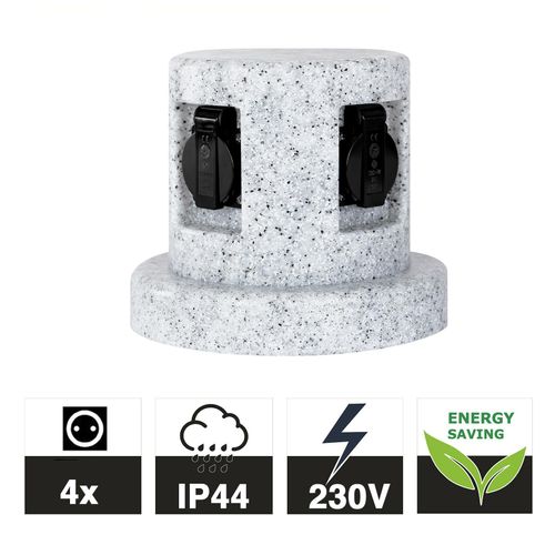 4260649282458 - Grafner® Steinoptik Steckdosensäule mit 4 Außensteckdosen Gartensteckdose Energiesäule Granit 4260649282458 - Grafner® Steinoptik Steckdosensäule mit 4 Außensteckdosen Gartensteckdose Energiesäule Granit