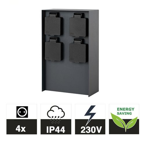 4260649282502 - Grafner® Steckdosensäule Schwarz mit 4 Außensteckdosen Edelstahl Gartensteckdose Energiesäule 4260649282502 - Grafner® Steckdosensäule Schwarz mit 4 Außensteckdosen Edelstahl Gartensteckdose Energiesäule