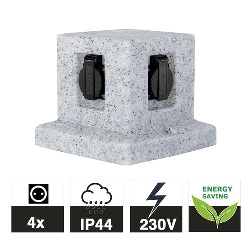 4260649282465 - Grafner® Steinoptik Steckdosensäule mit 4 Außensteckdosen Gartensteckdose Energiesäule Granit 4260649282465 - Grafner® Steinoptik Steckdosensäule mit 4 Außensteckdosen Gartensteckdose Energiesäule Granit