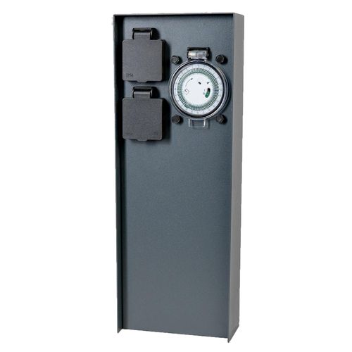 4260649283219 - Grafner® Edelstahl Steckdosensäule mit Timer 2 Außensteckdosen Anthrazit Gartensteckdose 4260649283219 - Grafner® Edelstahl Steckdosensäule mit Timer 2 Außensteckdosen Anthrazit Gartensteckdose