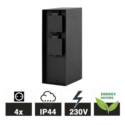 4260649282526 - Grafner® Steckdosensäule Schwarz mit 4 Außensteckdosen Edelstahl Gartensteckdose Energiesäule 4260649282526 - Grafner® Steckdosensäule Schwarz mit 4 Außensteckdosen Edelstahl Gartensteckdose Energiesäule