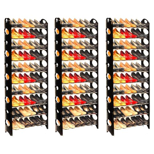 4260213363927 - Grafner® 3er Set Schuhregal auf 10 Ebenen für 30 Paar Schuhe Schuhständer individuell aufstellbar 4260213363927 - Grafner® 3er Set Schuhregal auf 10 Ebenen für 30 Paar Schuhe Schuhständer individuell aufstellbar