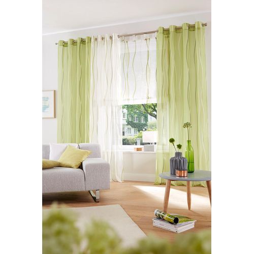 6920192996568 - Gardine MY HOME Dimona Gr 6 grün B140cm H295cm Voile Polyester Gardinen 2er-Set transparent Voile Polyester 6920192996568 - Gardine MY HOME Dimona Gr 6 grün B140cm H295cm Voile Polyester Gardinen 2er-Set transparent Voile Polyester