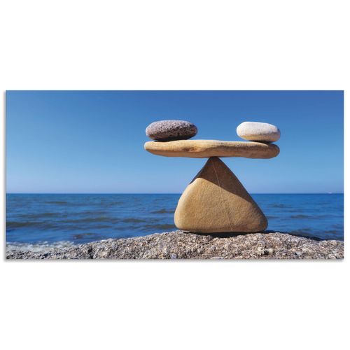 4057738375876 - Wandbild ARTLAND Gleichgewicht - Steine Meer Bilder Gr B H 60 cm x 30 cm Alu-Dibond-Druck Zen Querformat 1 St blau Bild Metallbild Metallbilder Bilder als Alubild Leinwandbild Wandaufkleber oder Poster in versch Größen